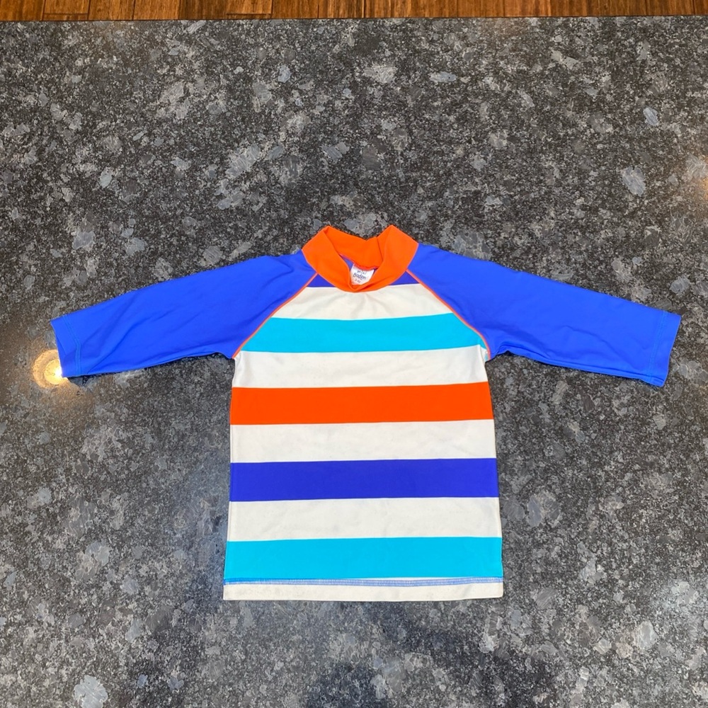 Mini Boden Boys Size 3-4Y Rash Guard Surfing Blue Summer Beach Pool